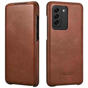 For Samsung Galaxy S20+ ICARER First Layer Cowhide Flip Phone Case(Brown)