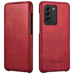 For Samsung Galaxy S20+ ICARER First Layer Cowhide Flip Phone Case(Red)