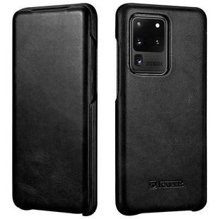 For Samsung Galaxy S20 Ultra ICARER First Layer Cowhide Flip Phone Case(Black)
