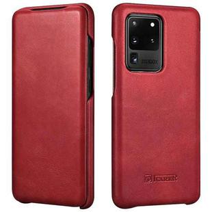 For Samsung Galaxy S20 Ultra ICARER First Layer Cowhide Flip Phone Case(Red)