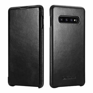 For Samsung Galaxy S10 ICARER First Layer Cowhide Flip Phone Case(Black)