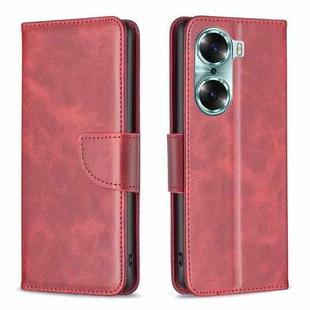 For Honor 60 Lambskin Texture Pure Color Horizontal Flip Leather Phone Case(Red)