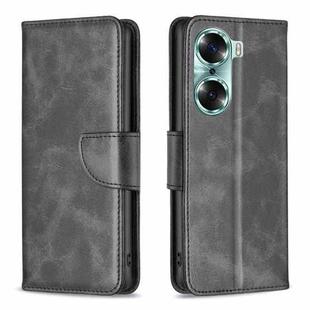 For Honor 60 Lambskin Texture Pure Color Horizontal Flip Leather Phone Case(Black)