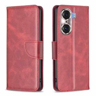 For Honor 60 Pro Lambskin Texture Pure Color Horizontal Flip Leather Phone Case(Red)