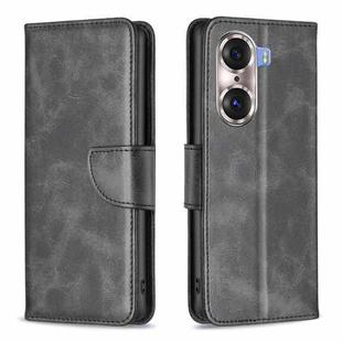 For Honor 60 Pro Lambskin Texture Pure Color Horizontal Flip Leather Phone Case(Black)