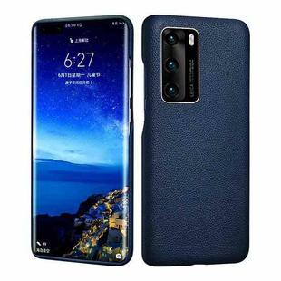 For Huawei P40 Grain Cowhide Leather Back Phone Case(Royal Blue)
