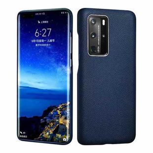 For Huawei P40 Pro Grain Cowhide Leather Back Phone Case(Royal Blue)