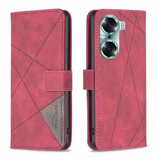 For Honor 60 Rhombus Texture Magnetic Buckle Horizontal Flip Leather Phone Case(Red)