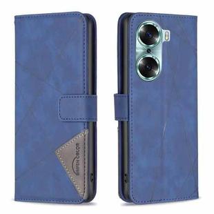 For Honor 60 Rhombus Texture Magnetic Buckle Horizontal Flip Leather Phone Case(Blue)