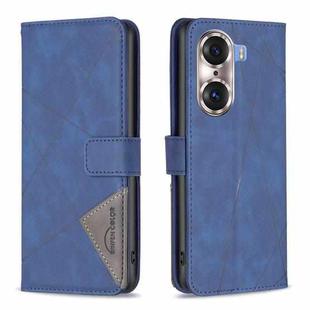 For Honor 60 Pro Rhombus Texture Magnetic Buckle Horizontal Flip Leather Phone Case(Blue)
