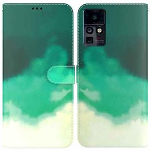 For Infinix Zero X Neo / X6810 Watercolor Pattern Flip Leather Phone Case(Cyan Green)