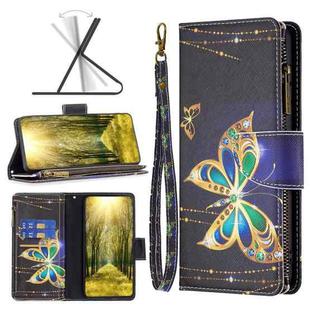 For Motorola Moto G Stylus 2022 Colored Drawing Pattern Zipper Horizontal Flip Leather Phone Case(Big Butterfly)