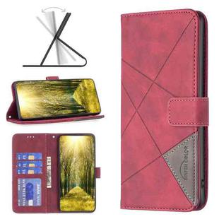 For Motorola Moto G51 5G Rhombus Texture Magnetic Buckle Horizontal Flip Leather Phone Case(Red)