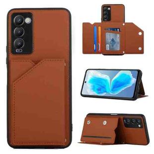 For Tecno Camon 18 Skin Feel PU + TPU + PC Phone Case(Brown)