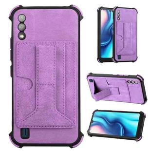 For Itel A37 / A26 Dream Holder Card Bag Shockproof Phone Case(Purple)