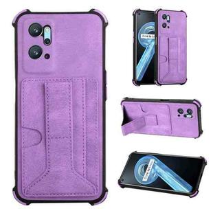 For OPPO Realme 9i Dream Holder Card Bag Shockproof Phone Case(Purple)