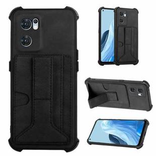 For OPPO Reno7 Global Dream Holder Card Bag Shockproof Phone Case(Black)