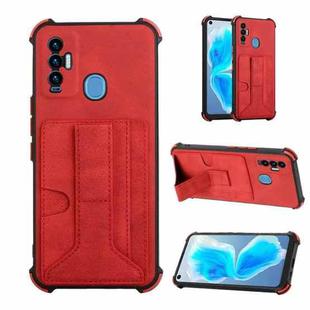For Tecno Camon 18i Dream Holder Card Bag Shockproof Phone Case(Red)