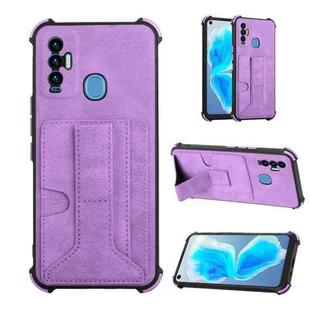 For Tecno Camon 18i Dream Holder Card Bag Shockproof Phone Case(Purple)