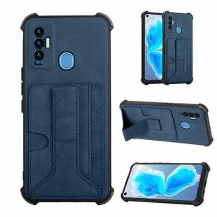 For Tecno Camon 18i Dream Holder Card Bag Shockproof Phone Case(Blue)