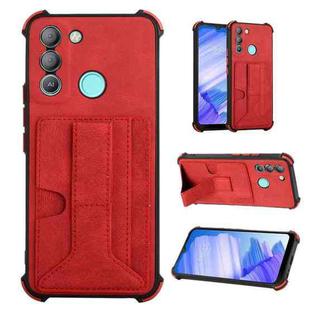 For Tecno Pop 5 LTE Dream Holder Card Bag Shockproof Phone Case(Red)