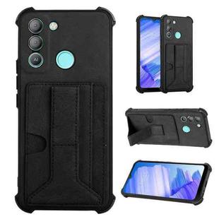 For Tecno Pop 5 LTE Dream Holder Card Bag Shockproof Phone Case(Black)