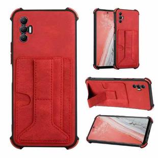 For Tecno Spark 8P Dream Holder Card Bag Shockproof Phone Case(Red)