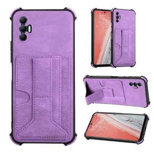 For Tecno Spark 8P Dream Holder Card Bag Shockproof Phone Case(Purple)