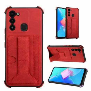 For Tecno Spark Go 2022/Spark 8C/KG5 Dream Holder Card Bag Shockproof Phone Case(Red)
