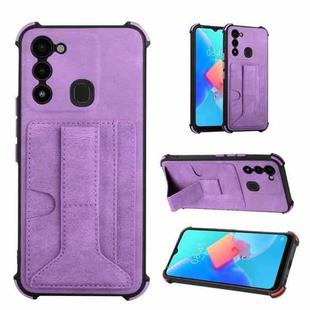 For Tecno Spark Go 2022/Spark 8C/KG5 Dream Holder Card Bag Shockproof Phone Case(Purple)