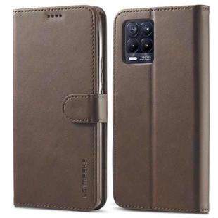 For OPPO Realme 8 5G / Realme 9 5G / Realme Q3 5G / V13 5G / Q3i 5G LC.IMEEKE Calf Texture Leather Phone Case(Coffee)