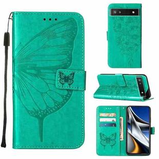 For Google Pixel 7 5G Embossed Butterfly Leather Phone Case(Green)