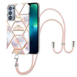 For OPPO Reno6 Pro+ 5G / Reno6 Pro Foreign Splicing Marble Flower Pattern TPU Phone Case with Lanyard(Imperial Crown)