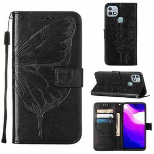 For Infinix Hot 10i / Smart 5 Pro Embossed Butterfly Leather Phone Case(Black)
