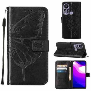 For Infinix Hot 11s Embossed Butterfly Leather Phone Case(Black)
