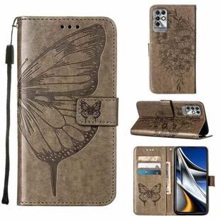 For Infinix Note 11i Embossed Butterfly Leather Phone Case(Grey)