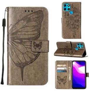 For Infinix Smart 6 Embossed Butterfly Leather Phone Case(Grey)