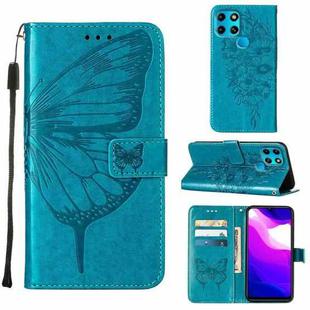 For Infinix Smart 6 Embossed Butterfly Leather Phone Case(Blue)