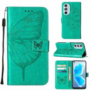 For Motorola Edge X30 Embossed Butterfly Leather Phone Case(Green)