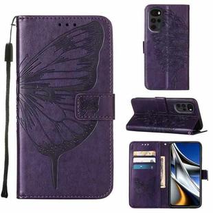 For Motorola Moto G Stylus 5G 2022 Embossed Butterfly Leather Phone Case(Dark Purple)