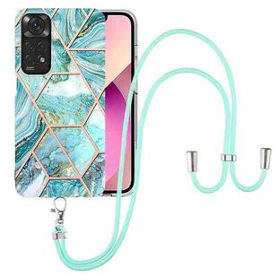 For Xiaomi Redmi Note 11 Pro / Note 11 Pro+ Electroplating Splicing Marble TPU Phone Case with Lanyard(Blue)