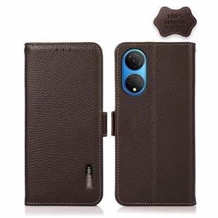 For Honor X7 / Play 30 Plus KHAZNEH Side-Magnetic Litchi Genuine Leather RFID Phone Case(Brown)