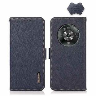 For Honor Magic 4 KHAZNEH Side-Magnetic Litchi Genuine Leather RFID Phone Case(Blue)