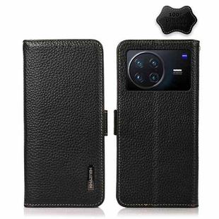 For vivo X Note KHAZNEH Side-Magnetic Litchi Genuine Leather RFID Phone Case(Black)