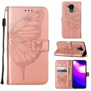 For Nokia C30 Embossed Butterfly Leather Phone Case(Rose Gold)
