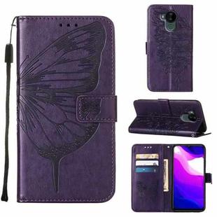 For Nokia C30 Embossed Butterfly Leather Phone Case(Dark Purple)