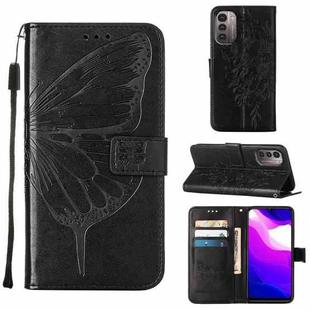 For Nokia G21 / G11 Embossed Butterfly Leather Phone Case(Black)