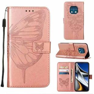 For Nokia XR20 Embossed Butterfly Leather Phone Case(Rose Gold)