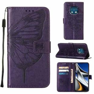 For Nokia XR20 Embossed Butterfly Leather Phone Case(Dark Purple)