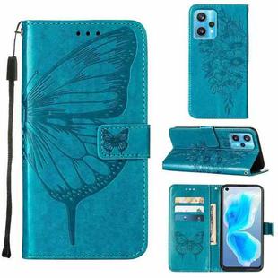For OPPO Realme 9 Pro+ 5G Embossed Butterfly Leather Phone Case(Blue)